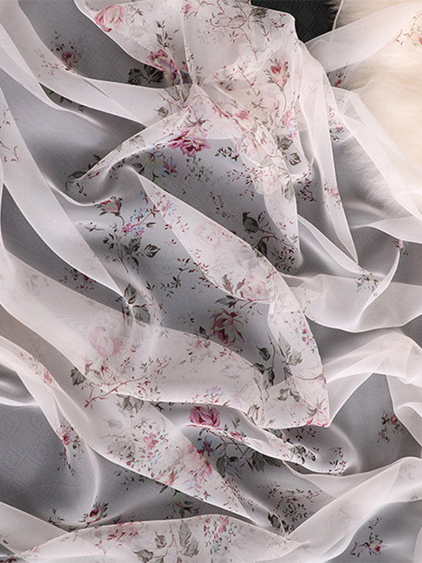 Artistic Retro Floral Printed Sun-Protection Silk Scarf