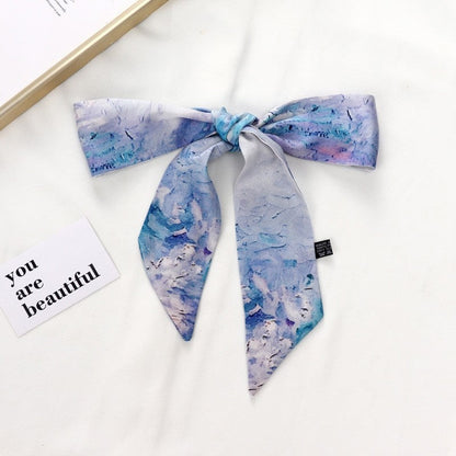 Vintage Elegant Oil Painting Long Silk Scarf