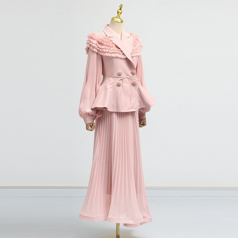 Fashion Luxury Two Piece Dress Floral Mesh