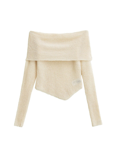 Trendy Asymmetric Hem Off-Shoulder Knit Top