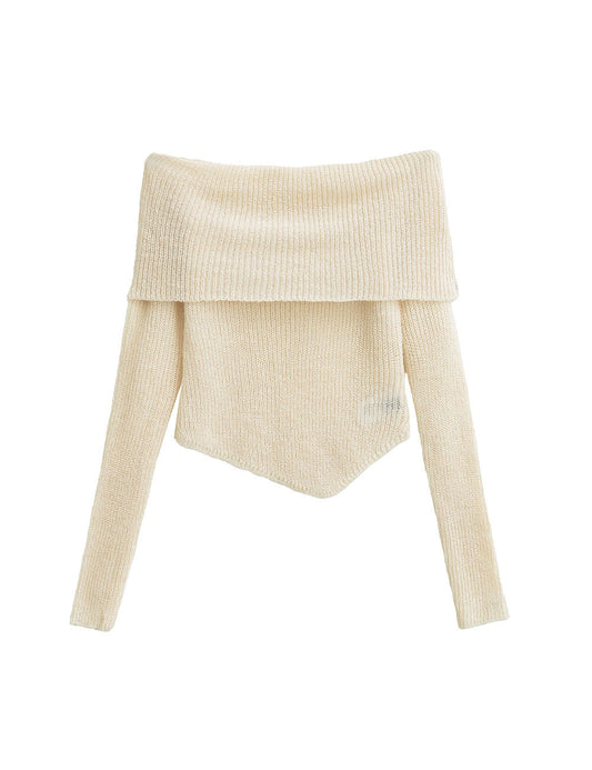 Trendy Asymmetric Hem Off-Shoulder Knit Top