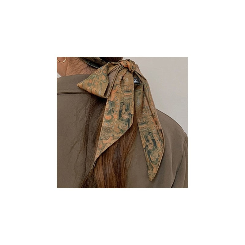 Buddha Printed Hair Scarf Ponytail Holder