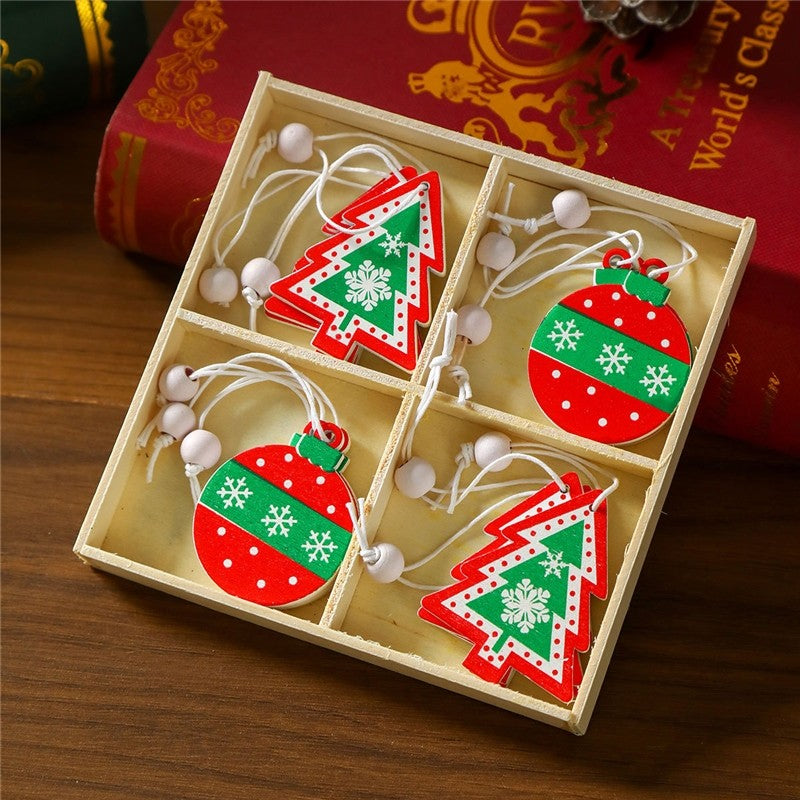 Cartoon Wooden Painted Pendant In Box