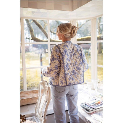 V-Neck Retro Print Cotton Jacket