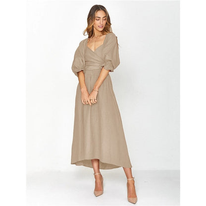 Elegant Fall Off Shoulder High Waist A Line Midi Dress