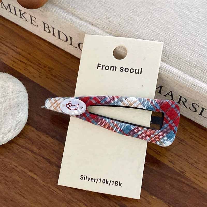 Cute Love Heart Plaid Hair Clips