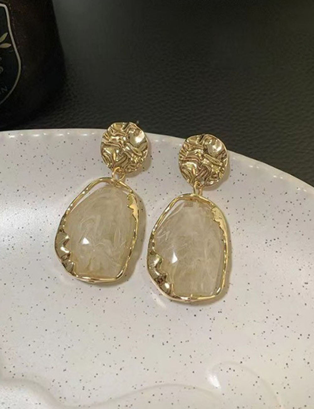 Vintage Gold Irregular Crystal Drop Earrings