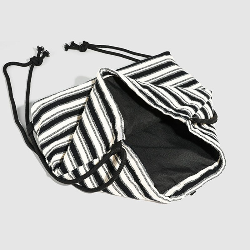 Striped Color Block Drawstring Backpack