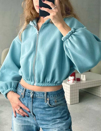 Casual Long Sleeve Solid Color Hoodie Sweatshirt
