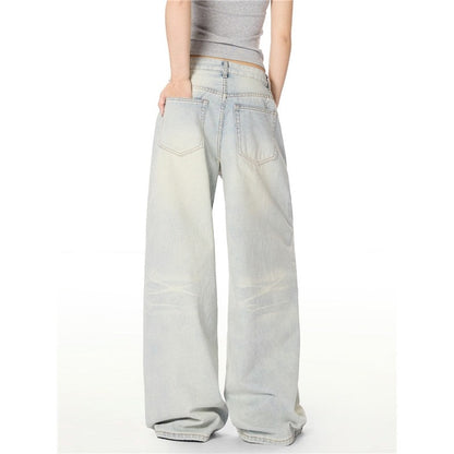 Washed Blue Wide Leg Jeans Casual