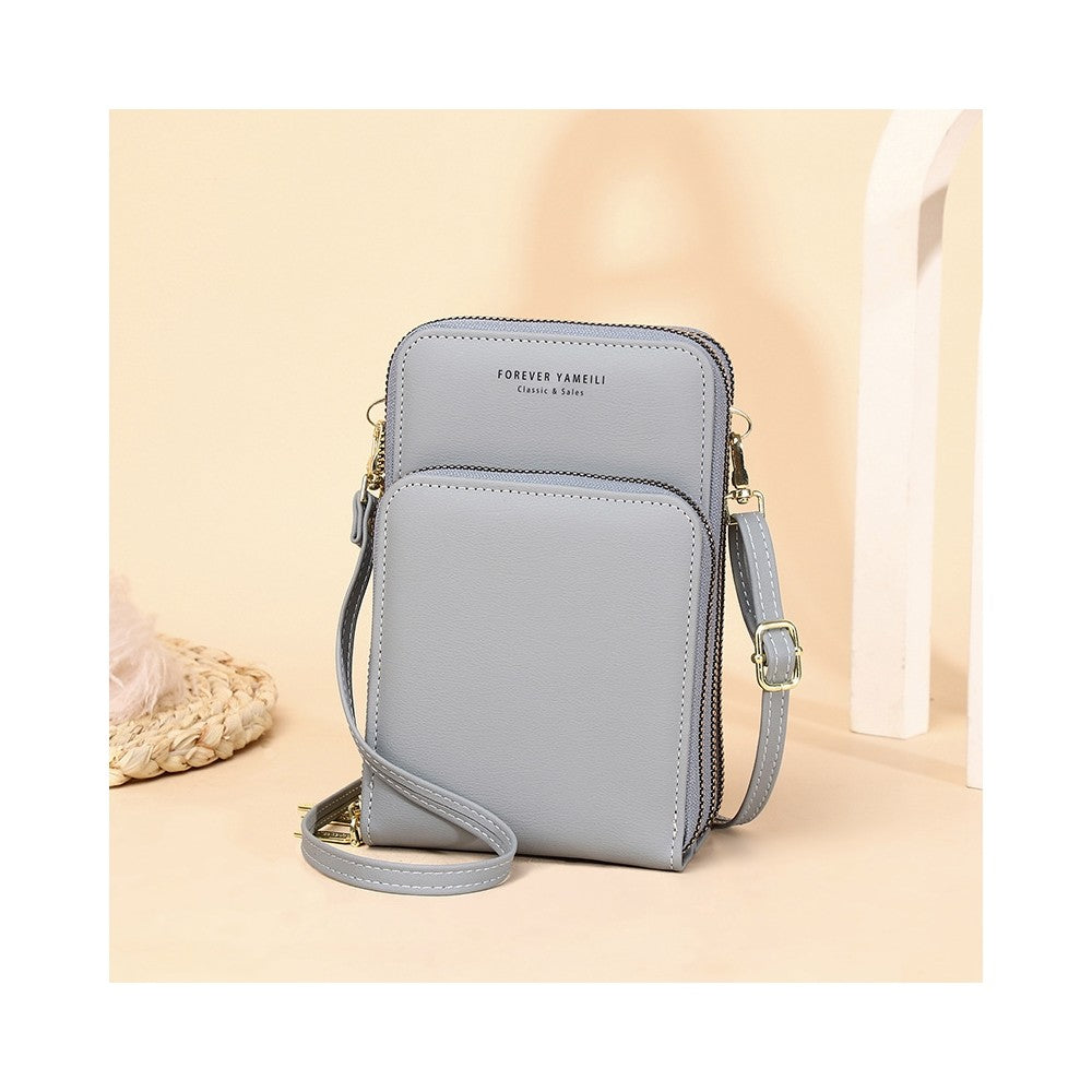 PU Leather Solid Color Large Capacity Multifunctional Purse One   Shoulder Crossbody Cell Phone Bag