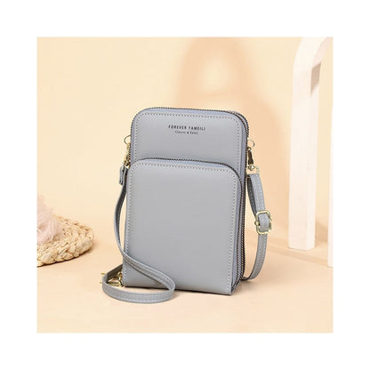 PU Leather Solid Color Large Capacity Multifunctional Purse One   Shoulder Crossbody Cell Phone Bag