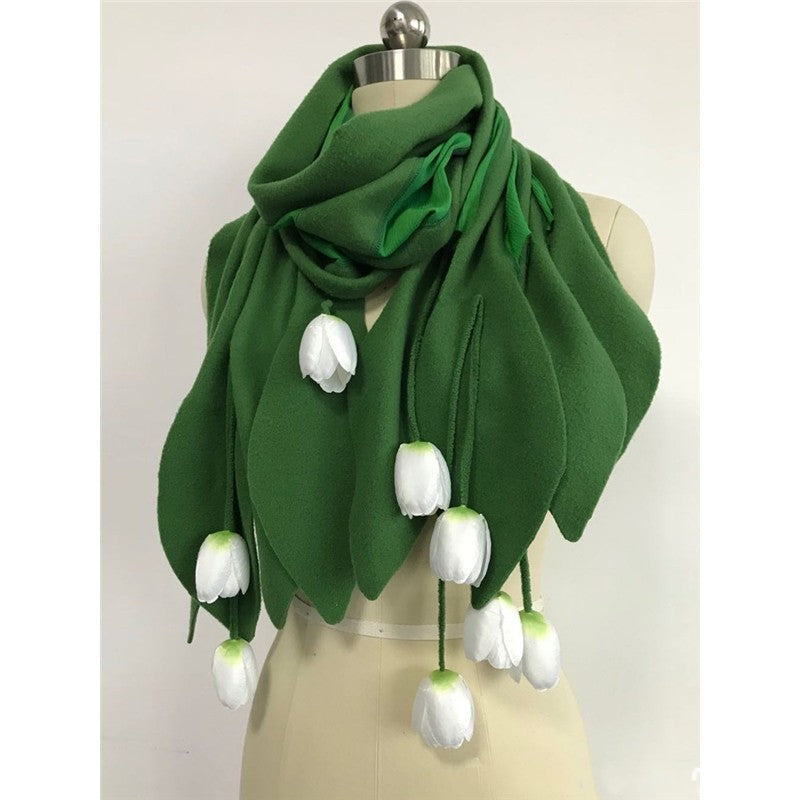 Simulated White Tulip Flower Scarf