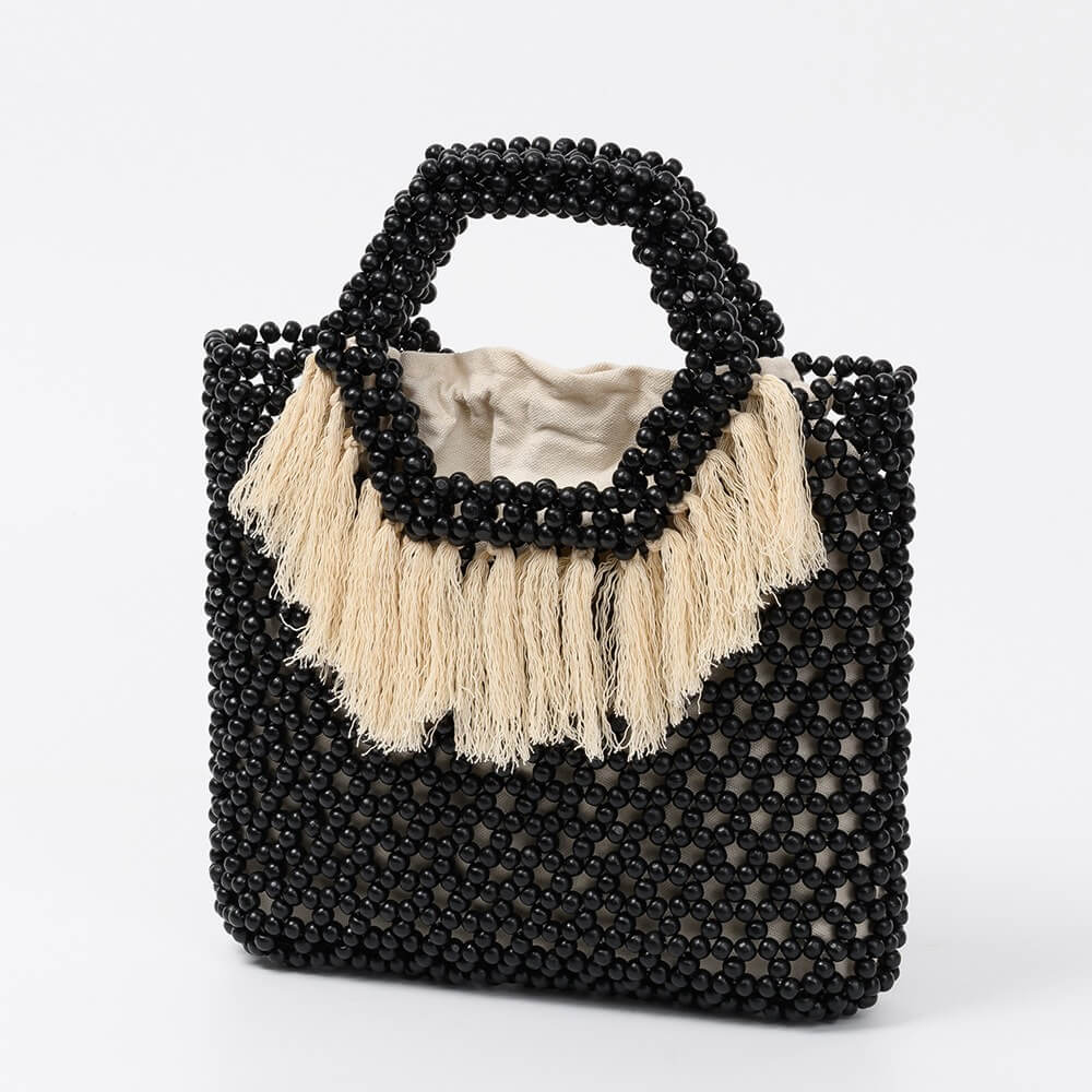 Casual Fringe Handmade Wooden Bead Bag