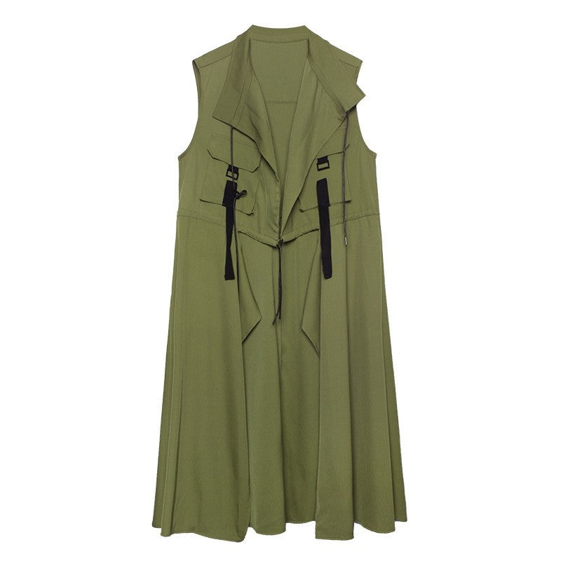 Solid Color Sleeveless Casual Loose Thin Long Vest