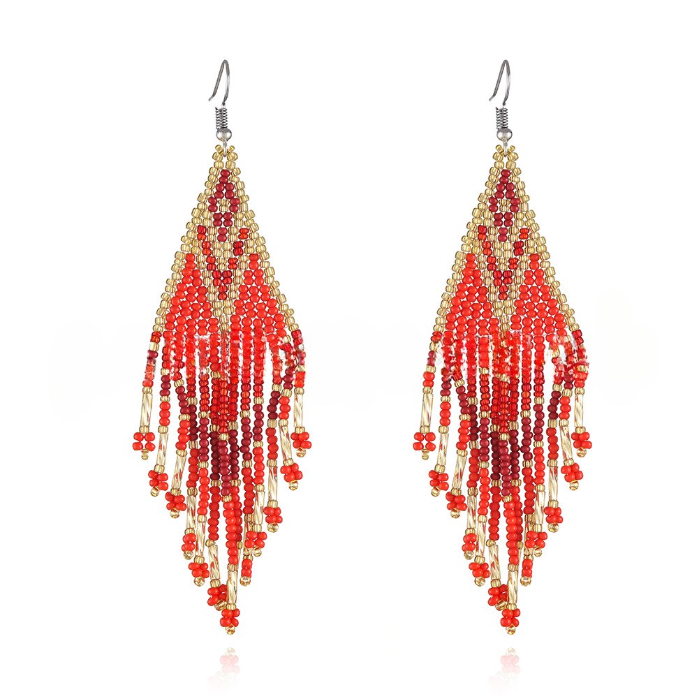 Colorful Tassel Elegant Beads Long Earrings