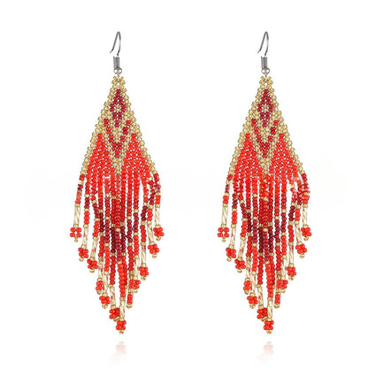 Colorful Tassel Elegant Beads Long Earrings