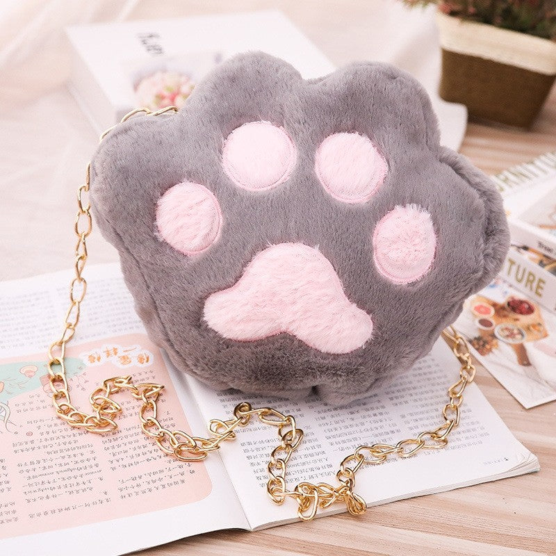 Cute Cat's Claw Plush Shoulder Bag