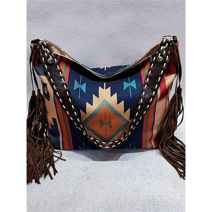 Ethnic Pattern Tassel Shoulder Bag