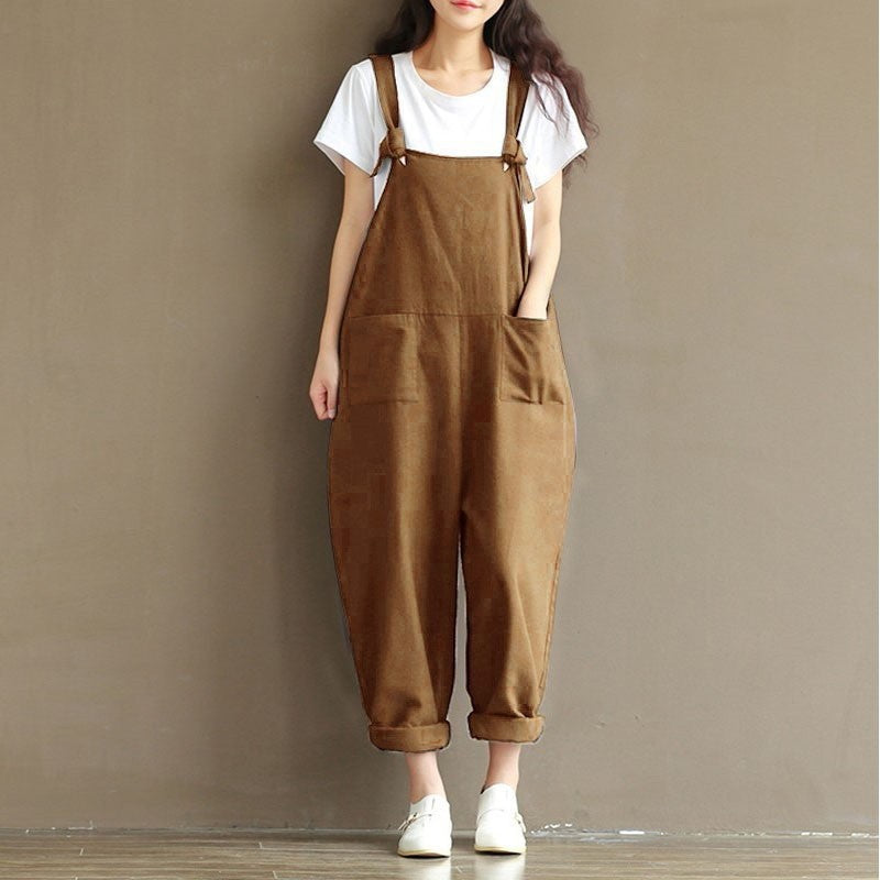 Pocket Solid Harem Pants Baggy Jumpsuit