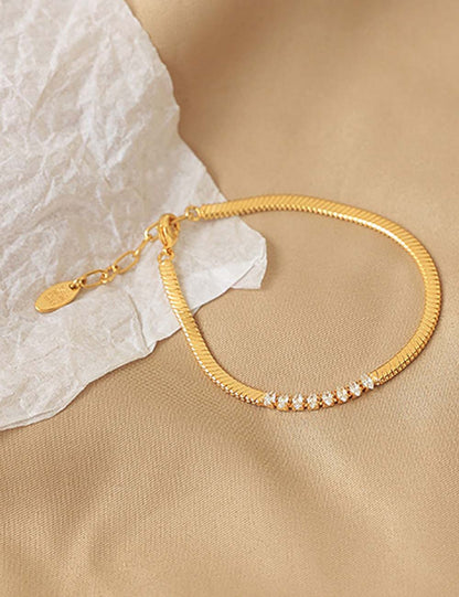 Vintage Gold Plated Zirconia Snake Chain Bracelet
