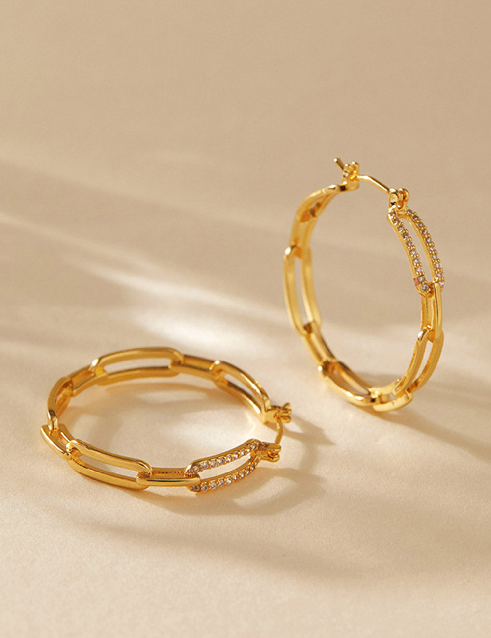 Large Vintage Plain Gold Hoop Earrings