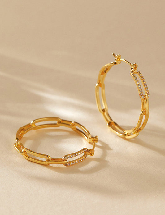Large Vintage Plain Gold Hoop Earrings