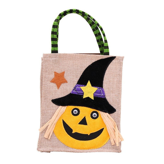 Cute Cartoon Patchwork Linen Candy Gift Bag Halloween Decoration
