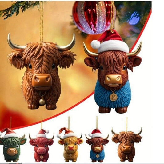 Christmas Bull Car Hanging Ornament