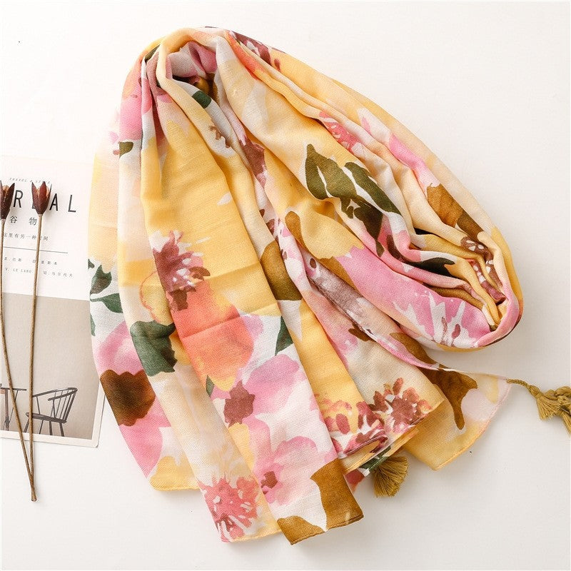 Colorful Cotton Linen Vacation Beach Scarf
