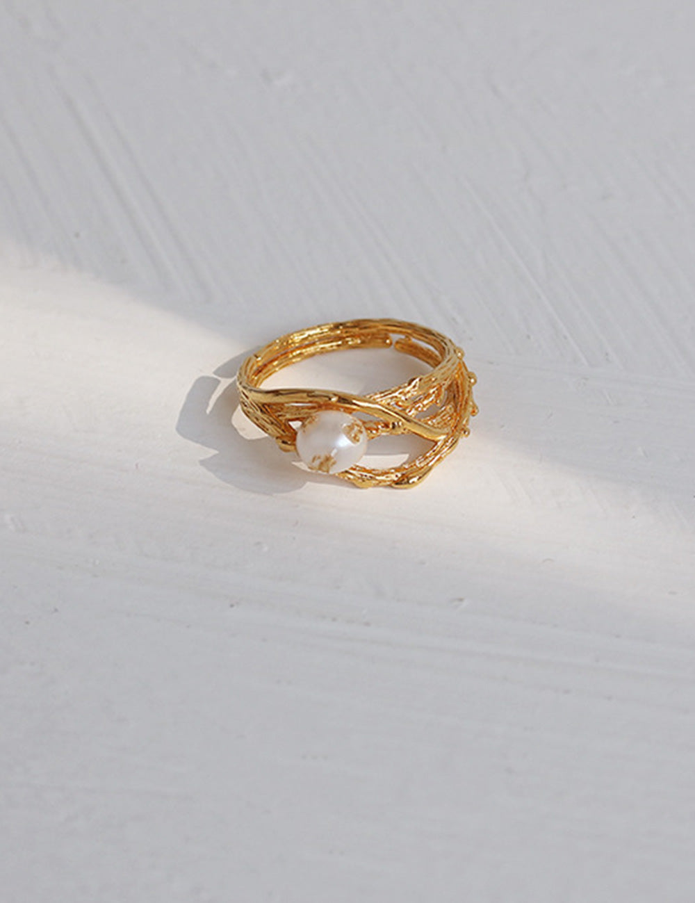 Retro Pearl Nest  Adjustable Open Ring