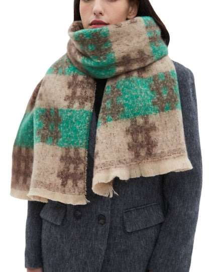 Plaid Print Contrast Color Scarves