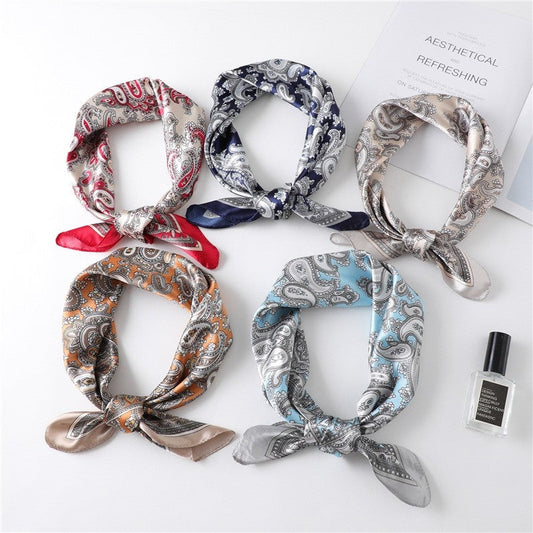 Vintage Elegant Geometric Pattern Silk Scarf