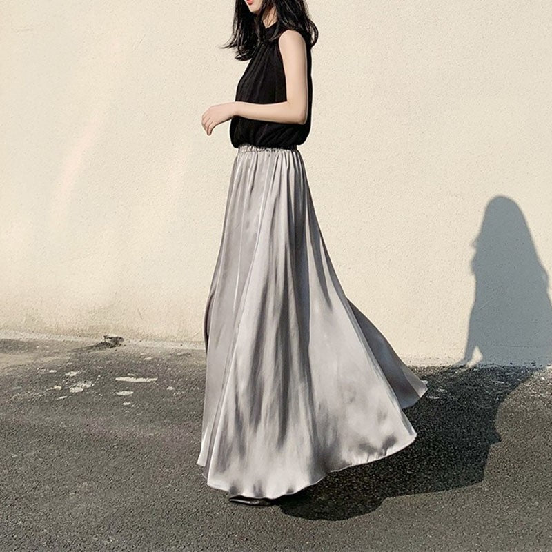 Casual Satin Wide Leg Baggy Pants