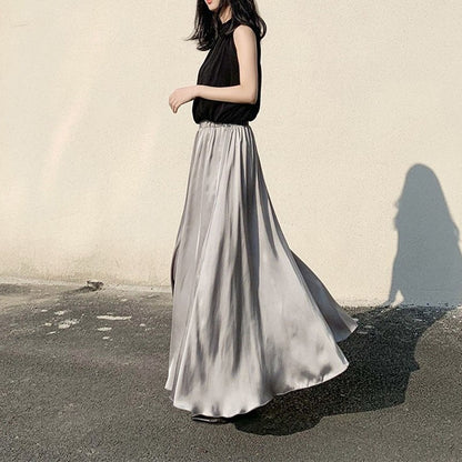 Casual Satin Wide Leg Baggy Pants
