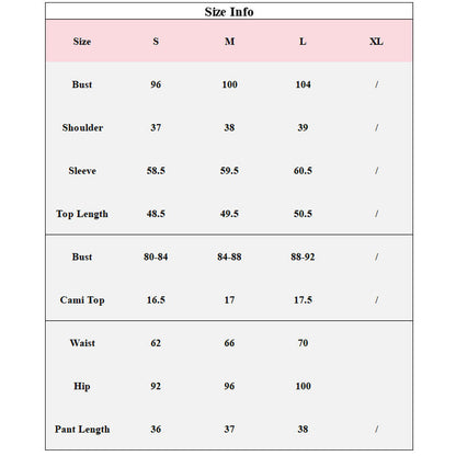 3 Pcs Knit Cami Shorts Lounge Pajamas Set