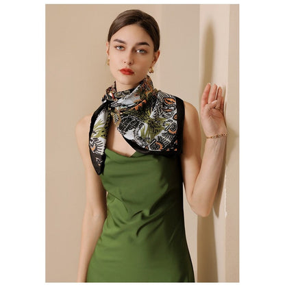 Printed Large Square Retro Simulation Silk Scarf