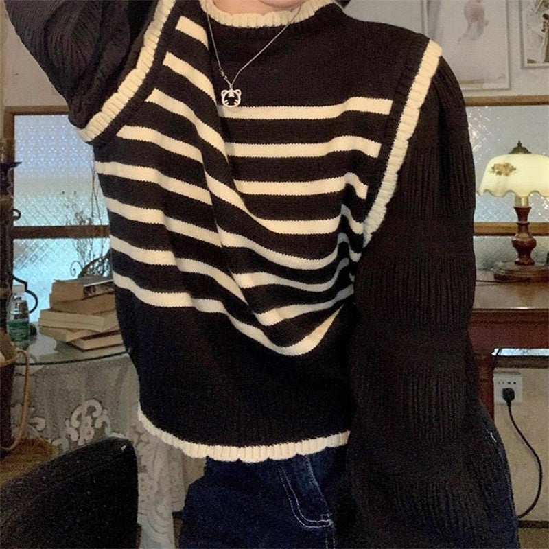 Long Sleeve Striped Knit Sweater