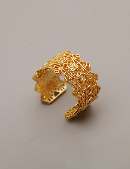 Minimalist Crown Zircon Open Adjustable Ring