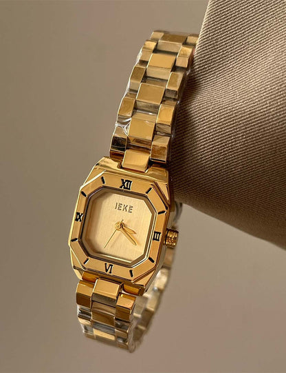 Vintage Gold Tone Octagonal Case Quartz Watch
