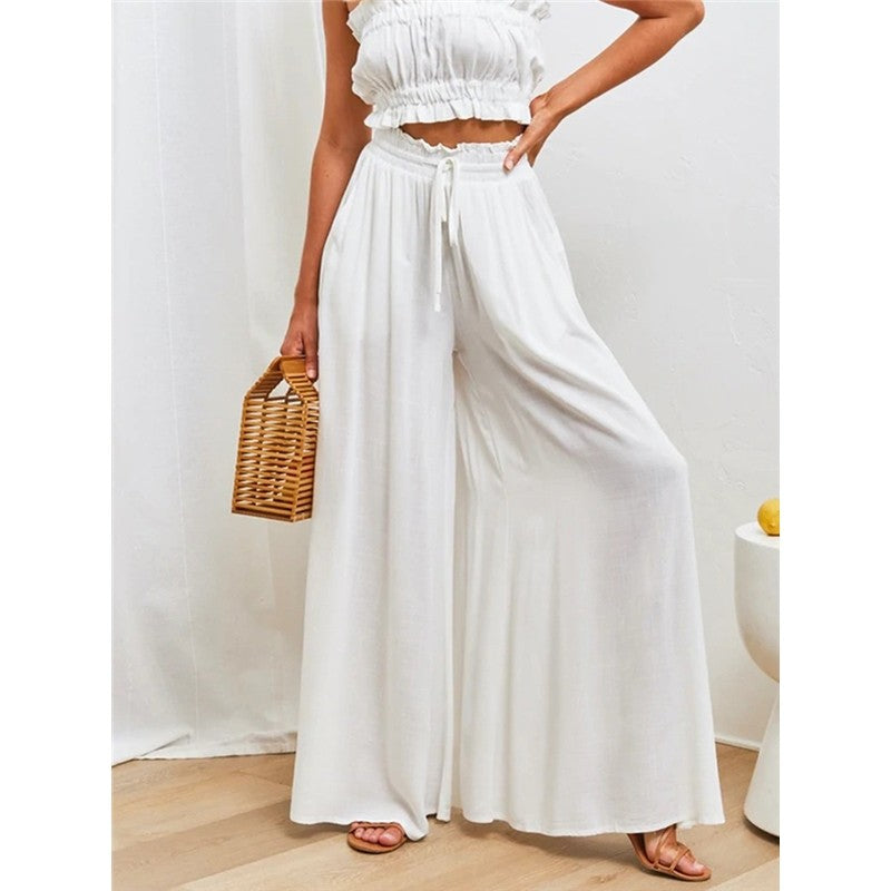 Baggy Elastic Waist Wide Leg Pants