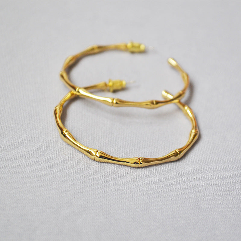 Simple Bamboo Exaggerated Large Hoop Earrings