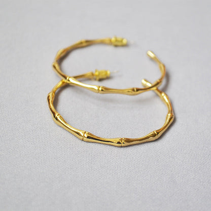Simple Bamboo Exaggerated Large Hoop Earrings