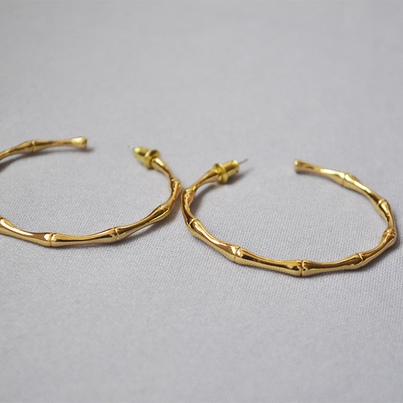 Simple Bamboo Exaggerated Large Hoop Earrings