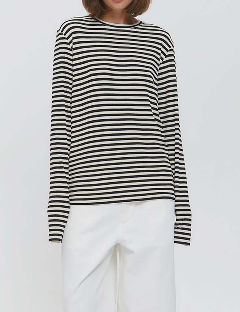 Simple Round Neck Long Sleeve T-Shirt