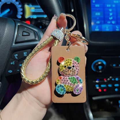 Creative Leather Diamond Bear Keychain
