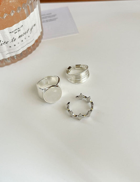 Trendy Star Pattern Silver-Tone Open Rings