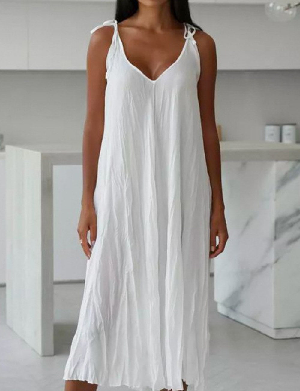 V-Neck Casual String Shoulder Sleepwear Dress