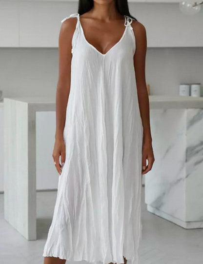 V-Neck Casual String Shoulder Sleepwear Dress