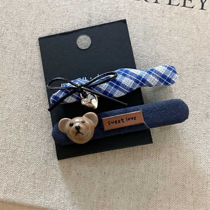 Sweet Bow Knot Bear Hair Clips Set